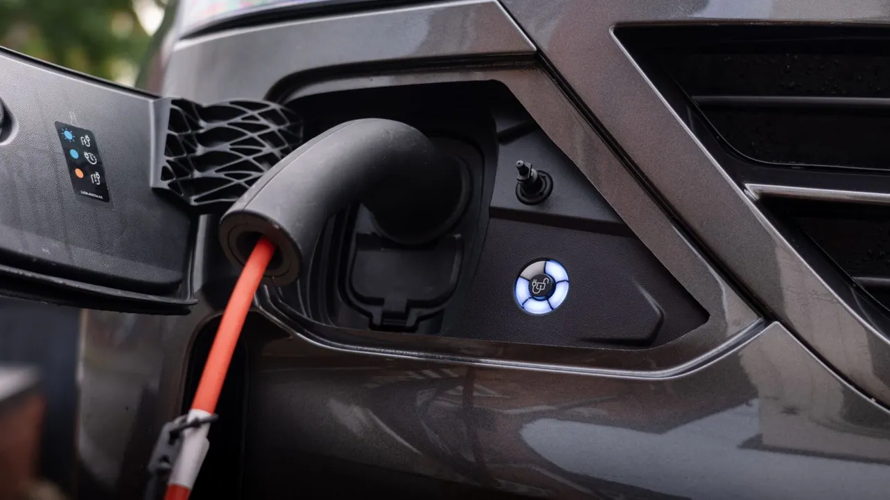 Electric E-Transporter van charging.